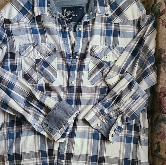 men's AE button up plaid shirt 2XL - Picture 3 of 7